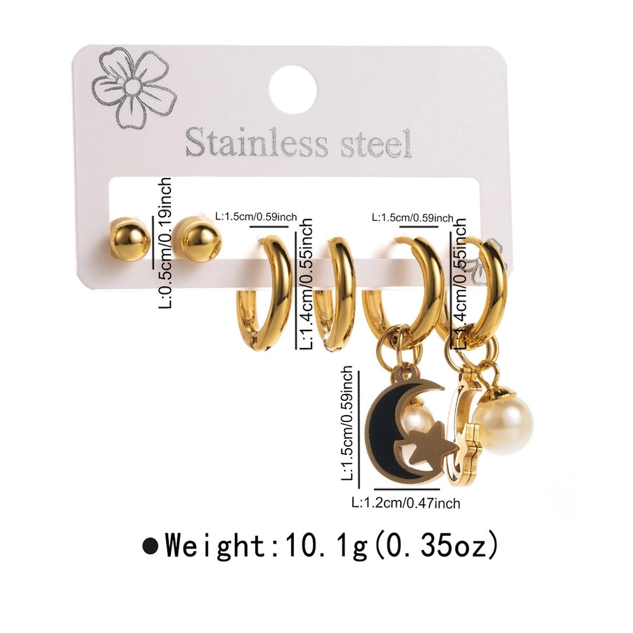 Random Style Earrings Set [304 Stainless Steel, 18K Gold Plated]