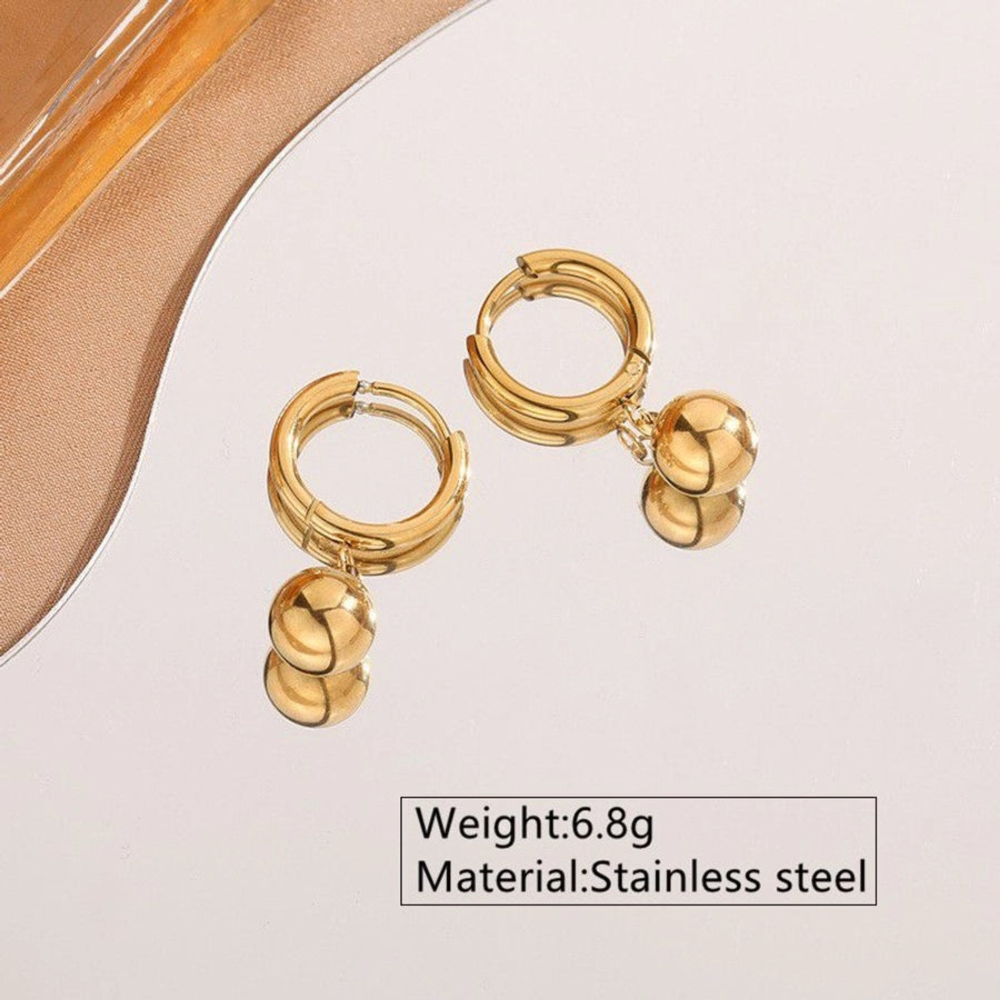 Gold Ball Earrings [304 Stainless Steel,18K Gold Plated]