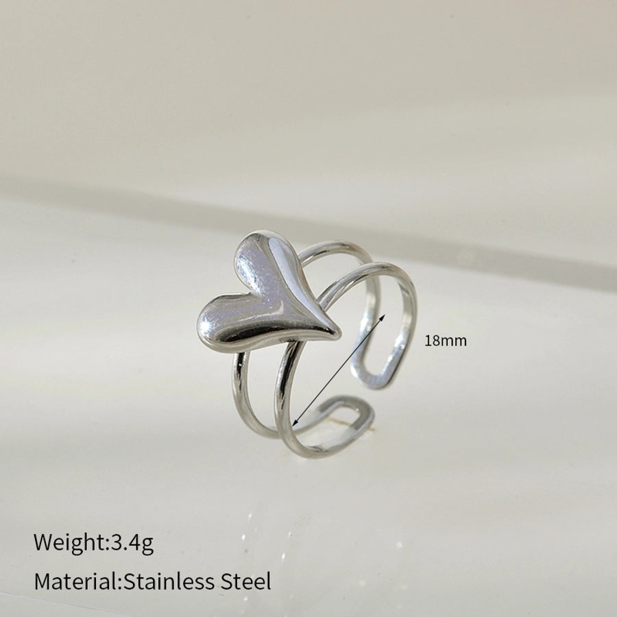 Classic Style Heart Shape Open Ring [304 Stainless Steel]