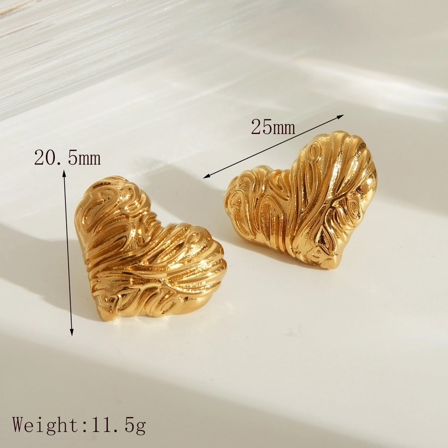 Heart Shape Earrings [304 Stainless Steel,18K Gold Plated]