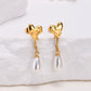 Water Droplets Heart Shape Earrings [304 Stainless Steel,18K Gold Plated]