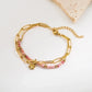 Natural Stone Beaded Bracelets [304 Stainless Steel,18K Gold Plated]