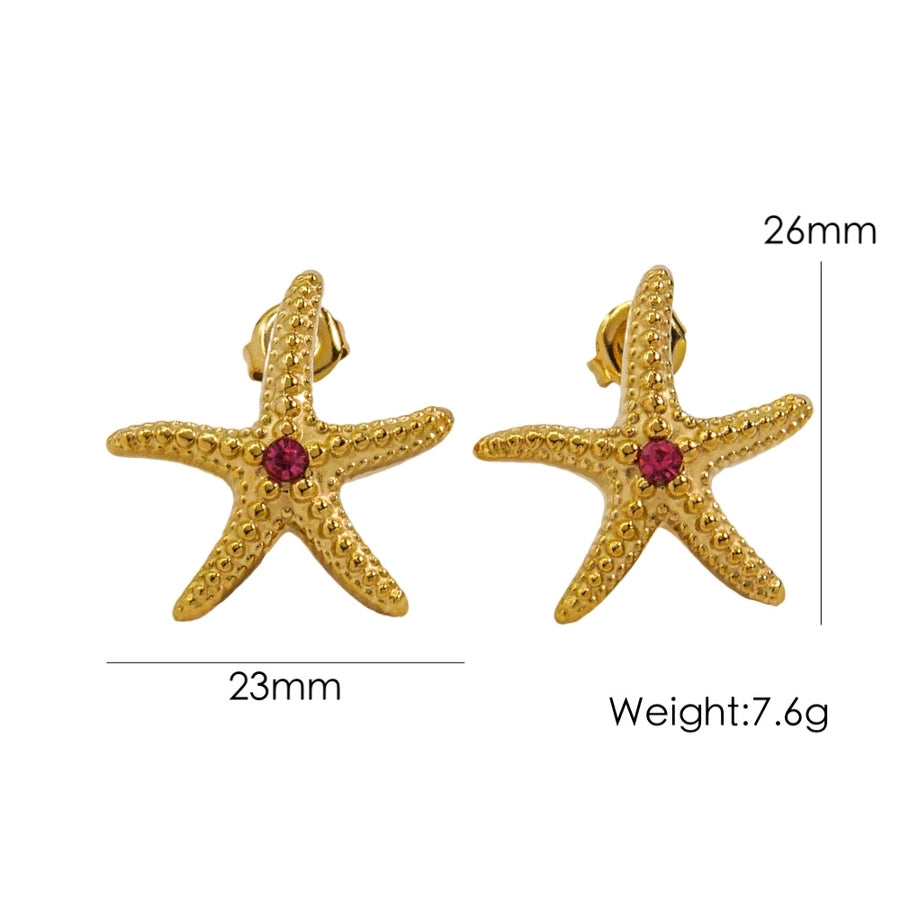 Starfish Earrings [304 Stainless Steel,14K Gold Plated]