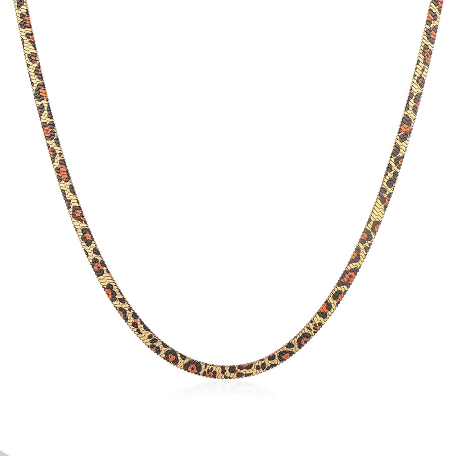 Braccialetti/collana leopardo del modello di serpente [304 in acciaio inossidabile 18K oro placcato]