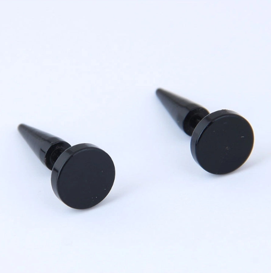 Boucles d'oreilles à cône rond plat [en acier inoxydable]