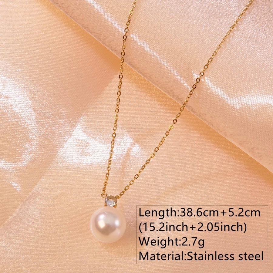 Small bead Artificial Rhinestones Necklace [304 Stainless Steel,18K Gold Plated]