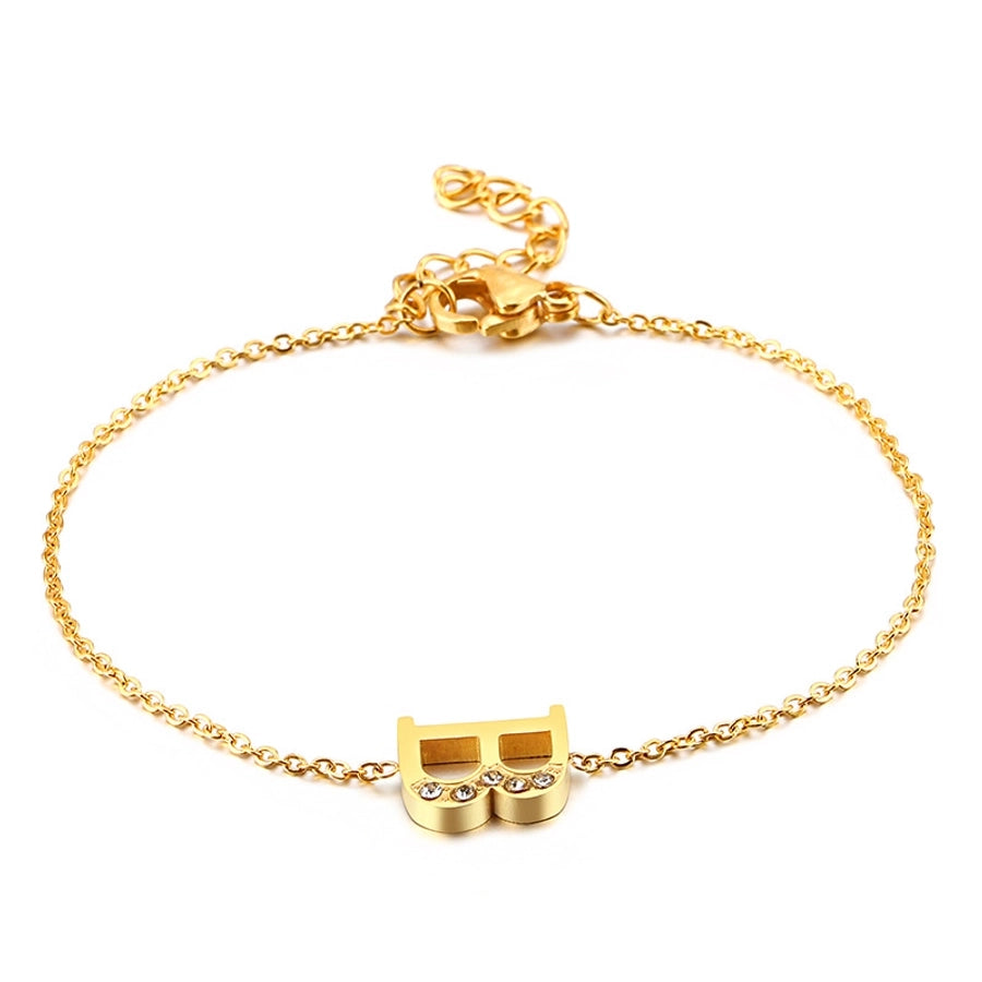 Letter Bracelets [304 Stainless Steel,18K Gold Plated]