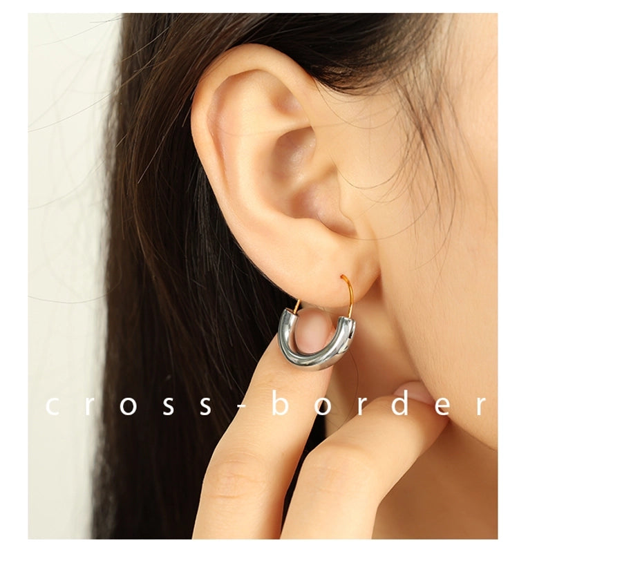 Semicircle Hoop Earrings [304 Stainless Steel,18K Gold Plated]