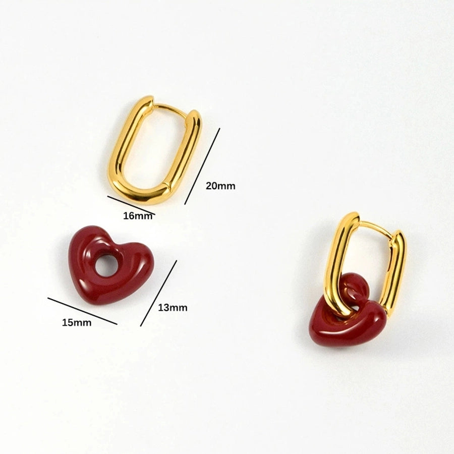 Retro Heart Shape Drop Earrings [304 Stainless Steel]