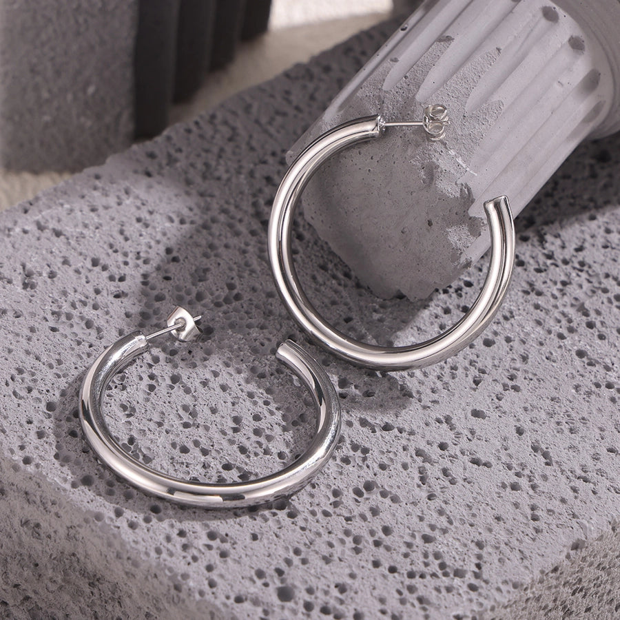 Silver Hoop Earrings [304 Stainless Steel]