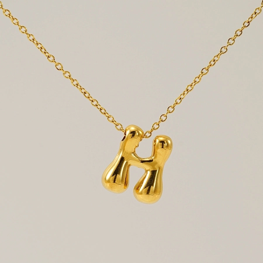 Letter Pendant Necklace [304 Stainless Steel,18K Gold Plated]