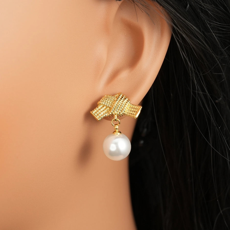 Baroque Style Irregular Artificial Pearls Earrings [304 Stainless Steel,18K Gold Plated]