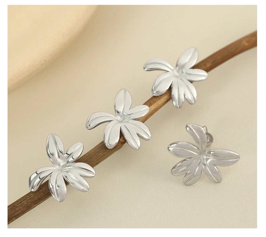 Flower Earrings [304 Stainless Steel,18K Gold Plated]