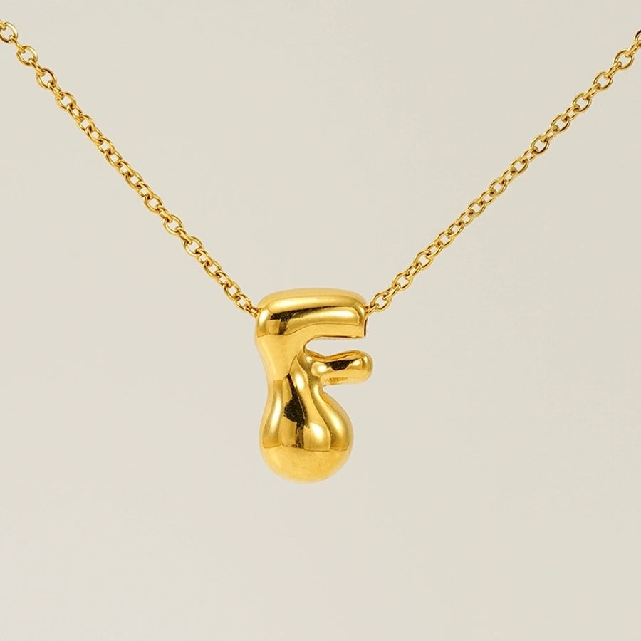 Letter Pendant Necklace [304 Stainless Steel,18K Gold Plated]