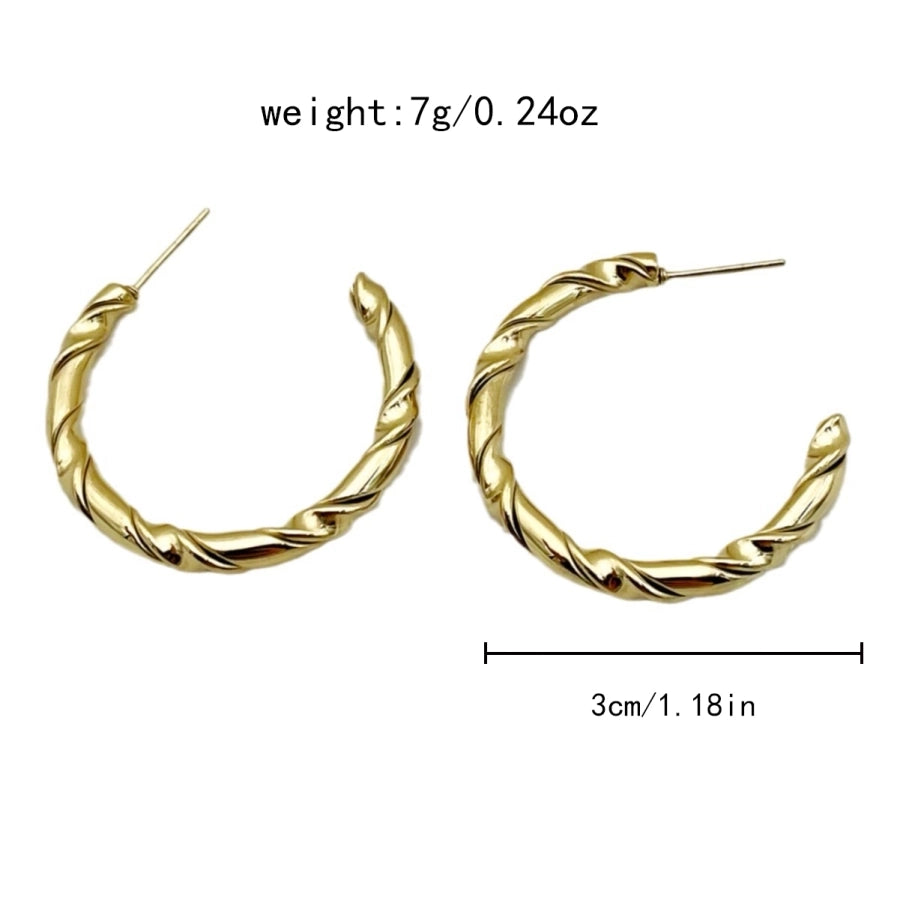 Pendientes de aro de trenza Twist [304 acero inoxidable, 14k dorado chapado]