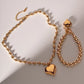 Heart Beaded Chain Bracelet/Necklace [304 Stainless Steel]