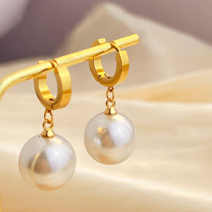 Retro -Perle -Drop -Ohrringe [304 Edelstahl, 18K Gold plattiert]