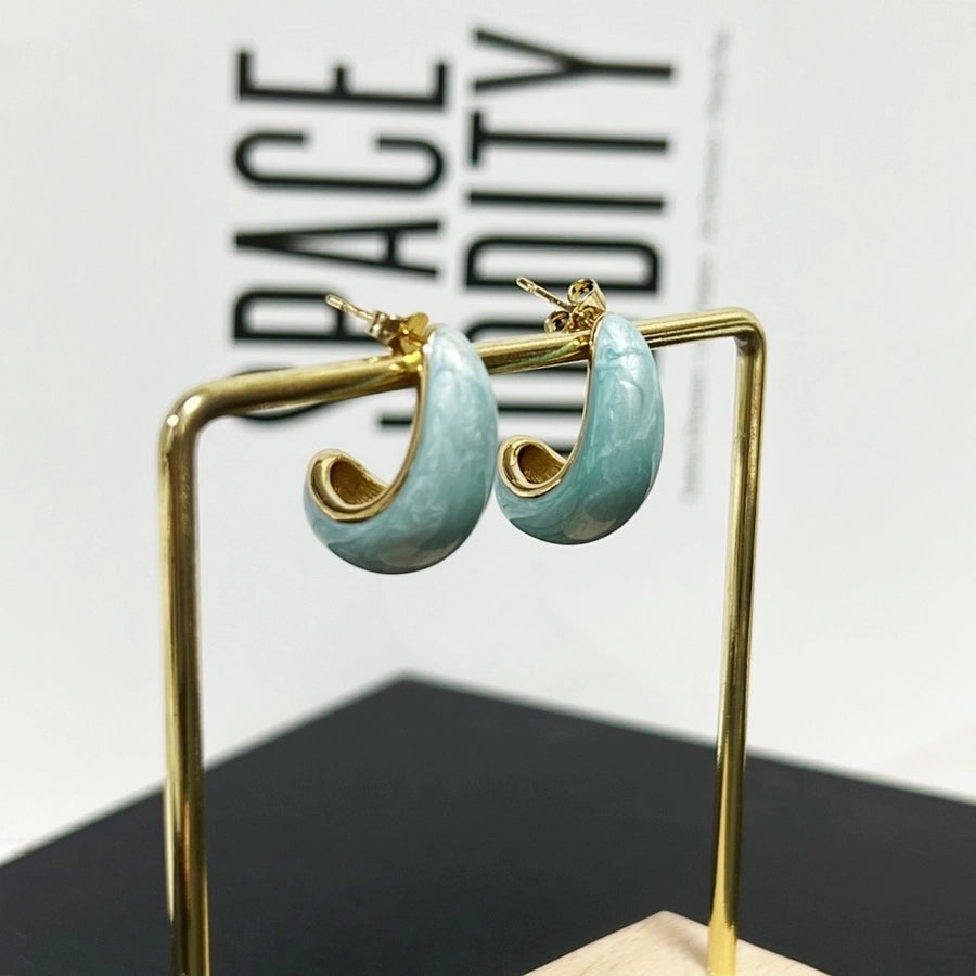 Water Droplet Colored Earrings [304 Stainless Steel]