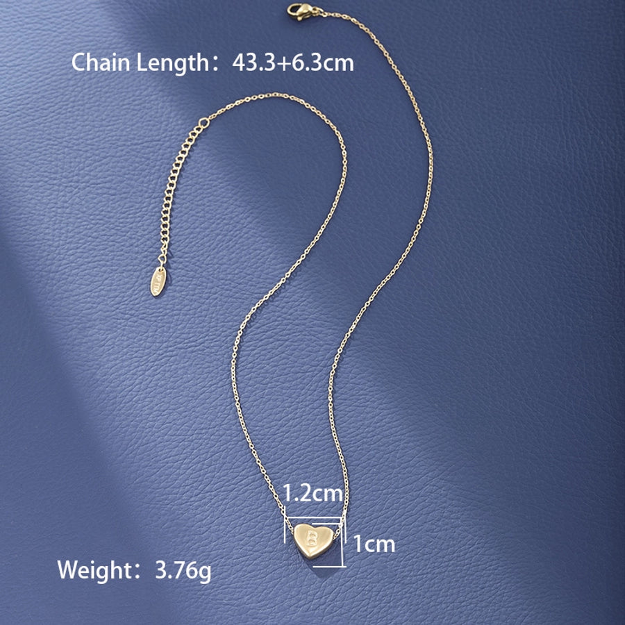 Collier de forme de coeur LETTER [304 en acier inoxydable, 18 km plaqués à l'or]