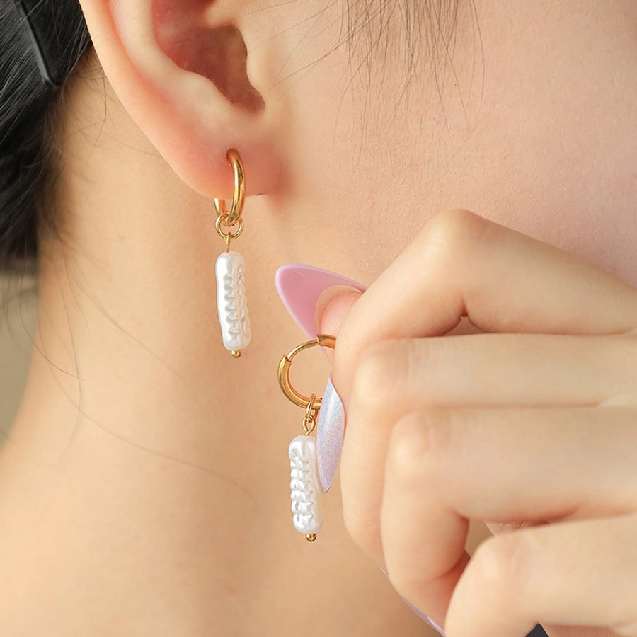 Baroque Style Irregular Imitation Pearl Drop Earrings [304 Stainless Steel,14K Gold Plated]