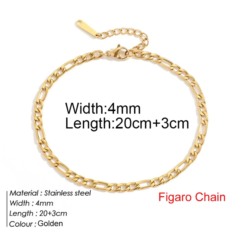 Figaro Chain Anklet [304 Stainless Steel, 14K Gold Plated]