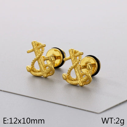 Anchor Ear Studs [304 Stainless Steel 18K Gold Plated]