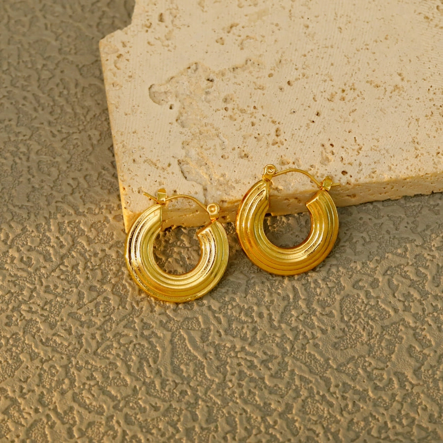 Round Square Frill Earrings [304 Stainless Steel]