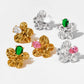 Flower Zircon 16K Earrings [304 Stainless Steel,16K Gold Plated]