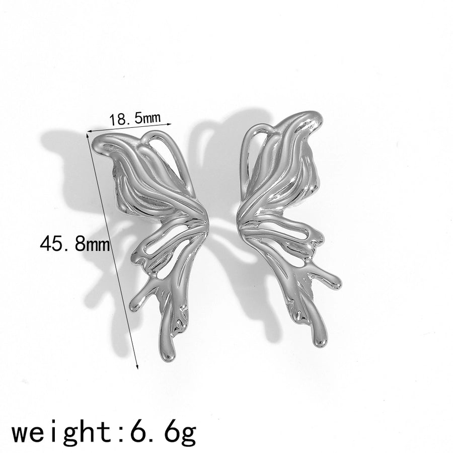 Schmetterlingsohrringe [304 Edelstahl, 18K Gold plattiert]