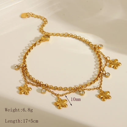 Artistic Star/Flower/Butterfly Bracelet [304 Stainless Steel,18K Gold Plated]