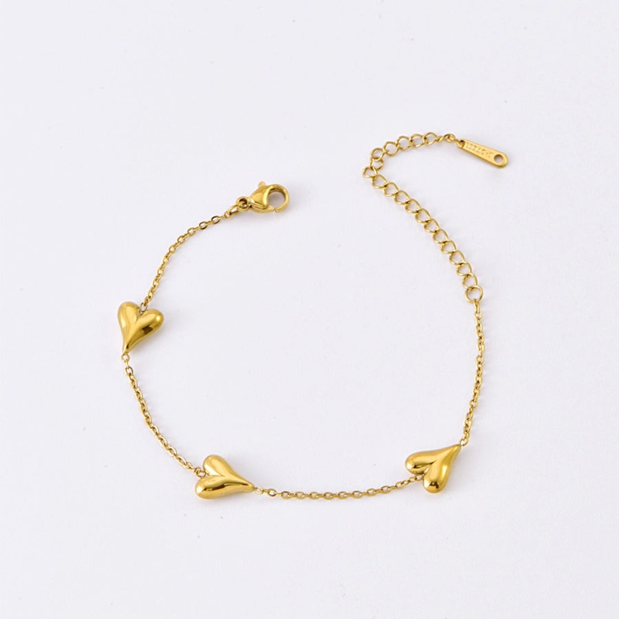 Heart Shape Bracelet/Necklace [304 Stainless Steel,18K Gold Plated]