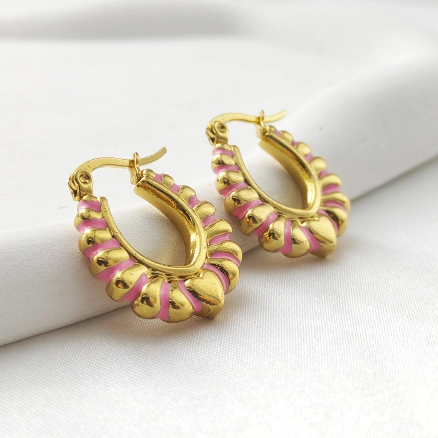 Striped Earrings [304 Stainless Steel]