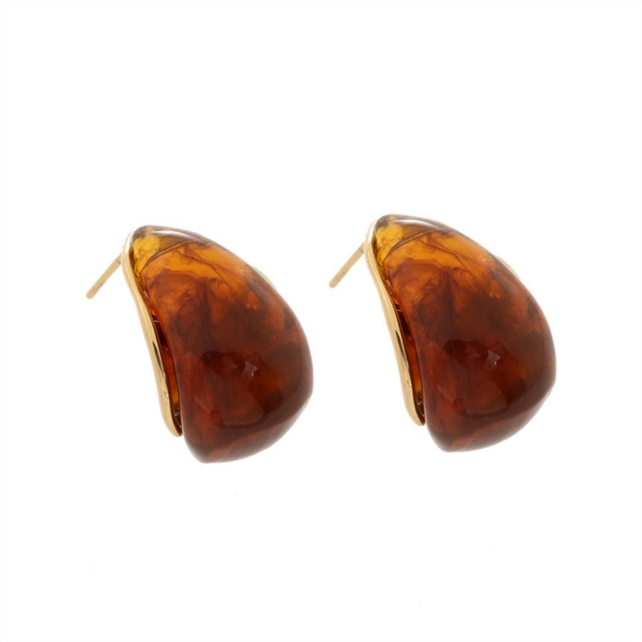 Vintage Style Water Droplets Resin Earrings [304 Stainless Steel,18K Gold Plated]