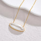 Horizontal Oval Pearl Necklace [304 Stainless Steel,18K Gold Plated]