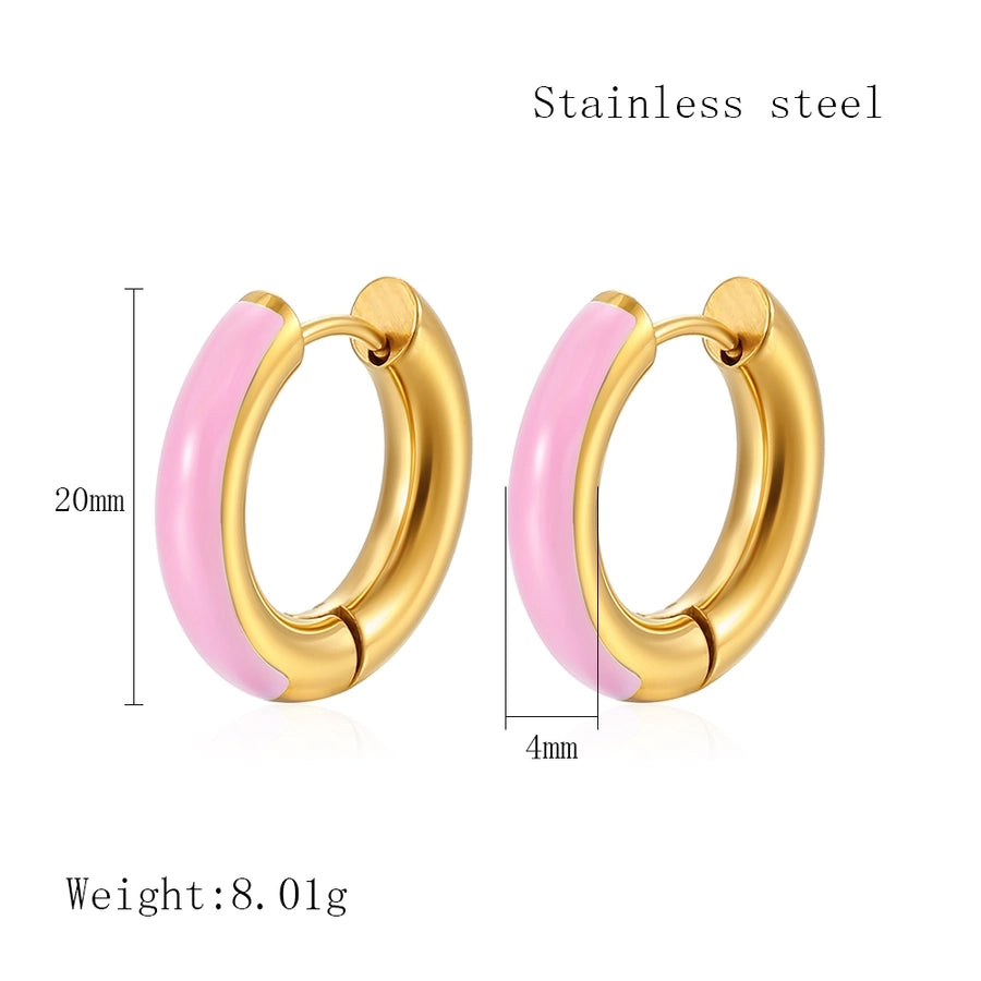 Color Block Epoxy Earrings [304 Stainless Steel,18K Gold Plated]