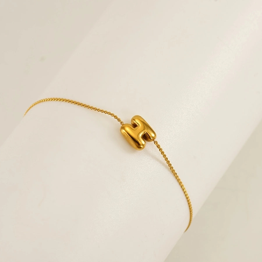 Pulseira de letra de estilo simples [304 aço inoxidável, peito de ouro de 18k]