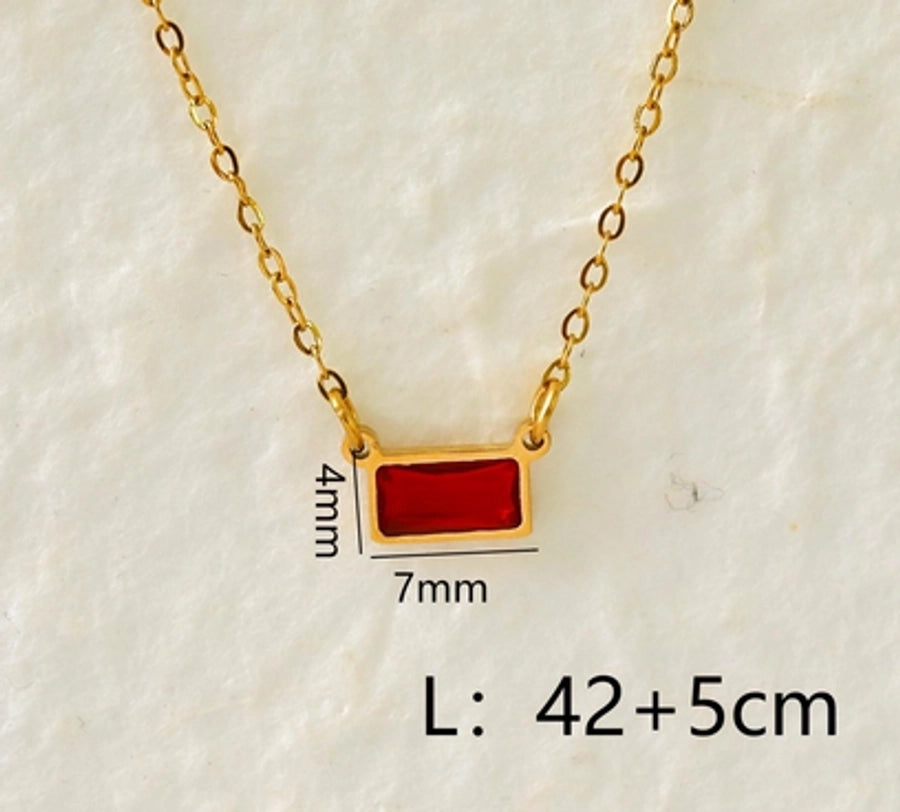 Modern Style RectangleZircon Necklace [304 Stainless Steel,18K Gold Plated]