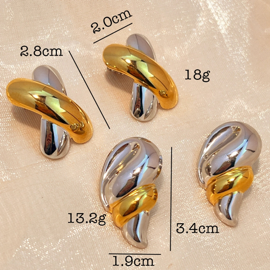 Mix Silver Gold Designs Earrings [304 Stainless Steel,18K Gold Plated]