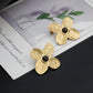 Flower Inlay Opal 18K Gold Plated Earrings [304 Stainless Steel, 18K Gold Plated]