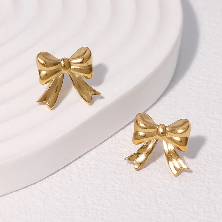 Bow Knot Earrings [304 Stainless Steel,18K Gold Plated]