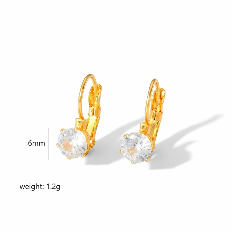 Pearl Zircon Stud Earrings [304 Stainless Steel, 18K Gold Plated]