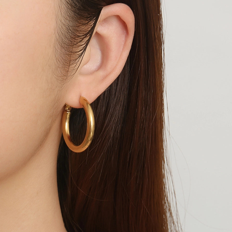 Hoop Earrings [304 Stainless Steel,18K Gold Plated]