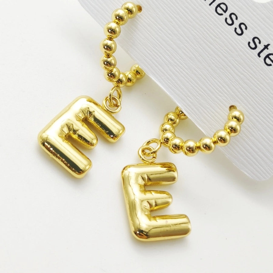 Letter Drop Earrings [304 Stainless Steel,18K Gold Plated]