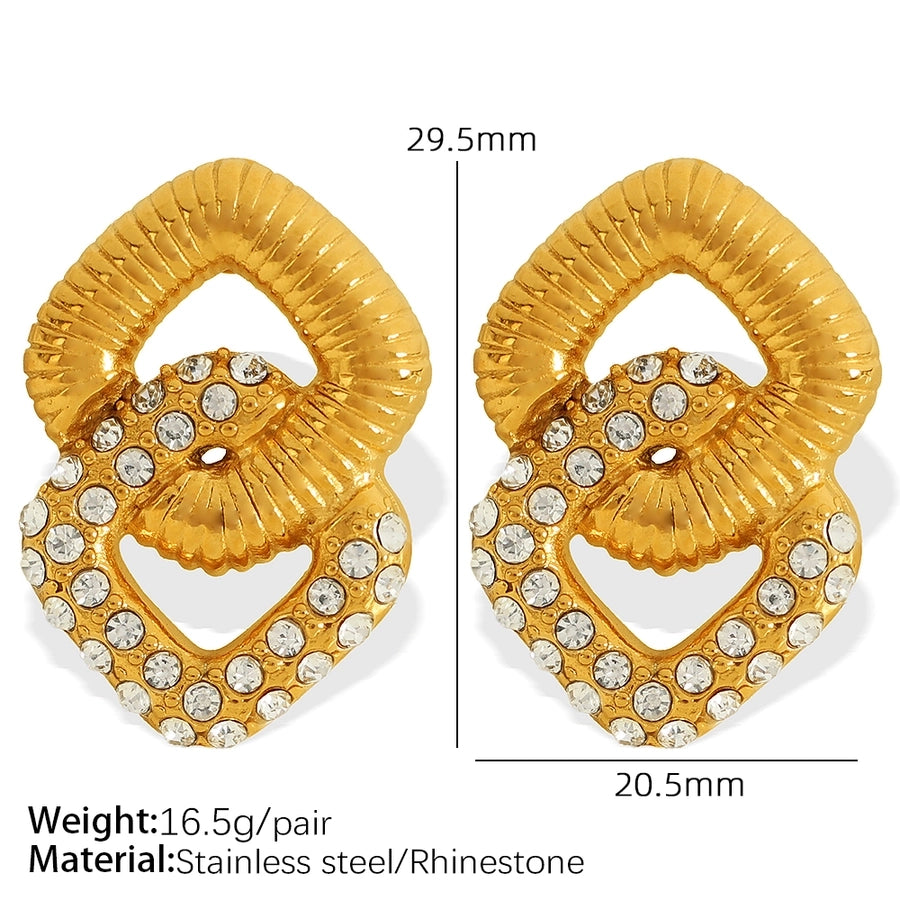 Geometric Round Square Artificial Pearls Rhinestones Earrings [304 Stainless Steel,18K Gold Plated]