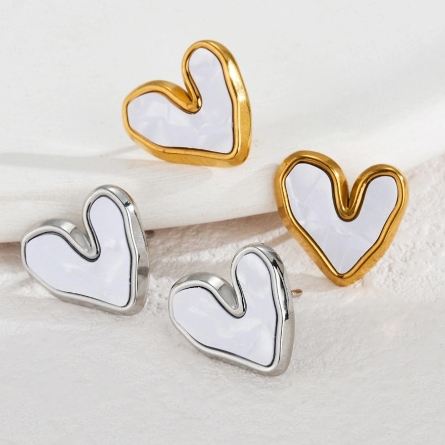 Mix Heart Zircon Designs Earrings [304 Stainless Steel,18K Gold Plated]