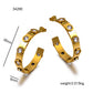 Round Zircon Hoop Earrings [304 Stainless Steel,18K Gold Plated]