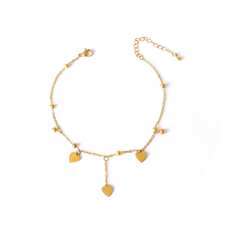 Heart Shape Anklet [304 Stainless Steel, 18K Gold Plated]