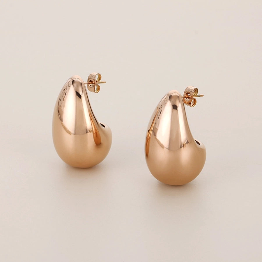 Water Droplets Hollow Out Earrings [304 Stainless Steel,18K Gold Plated]