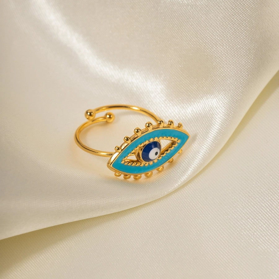 Devil's Eye Enamel Open Ring [Stainless Steel 18K Gold Plated]