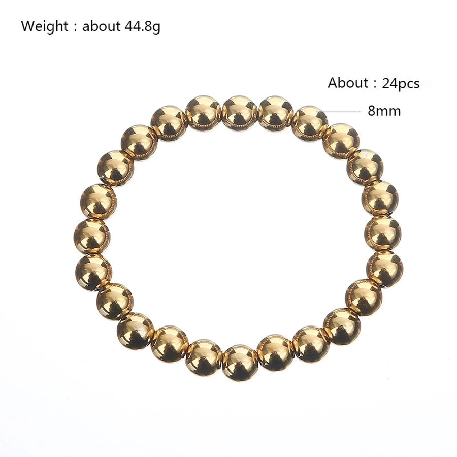 Elastic Beaded Bracelet [304 Stainless Steel, 18K Gold Plated]